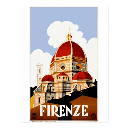 Image of 1930 Florence Italy Travel Poster Postcard
