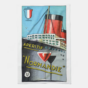 1930 French Apertif Normandie Tea Towel