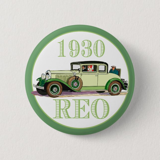 1930 REO Flying Cloud Model 20 6 Cm Round Badge (Front)