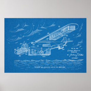 1930 Safety Aeroplane Patent Art Drawing Print