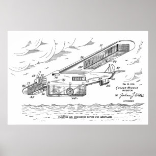 1930 Safety Aeroplane Patent Art Drawing Print