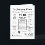 1930 The Year You Were Born Birthday Card<br><div class="desc">1930 The Year You Were Born Birthday Card Step into a time capsule as you unveil our enchanting 1930 birthday card, overflowing with historical details, and significant milestones from yesteryears. Crafted especially for your cherished one's special day, this distinctive voyage through the 1930s guarantees to etch their birthday into memory....</div>