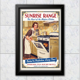 1930 Vintage Sunrise Range Oven Advertising Poster