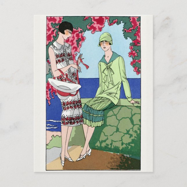 1930 Vintage Women in Day Dresses Postcard (Front)