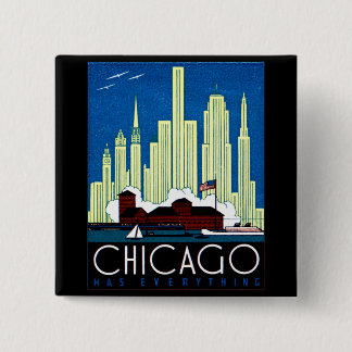 1930 Visit Chicago Poster 15 Cm Square Badge