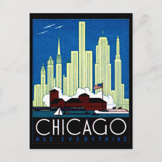 1930 Visit Chicago Poster Postcard