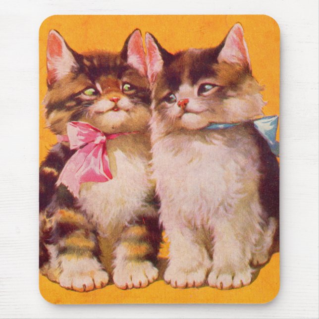 1930s adorable floofy kittens mouse mat (Front)