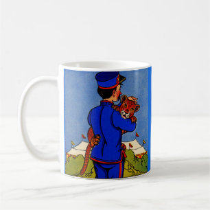 1930s adorable leopard cub carried by zookeeper coffee mug