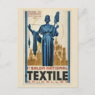 1930s Art Deco Brussels first textile fair Postcard