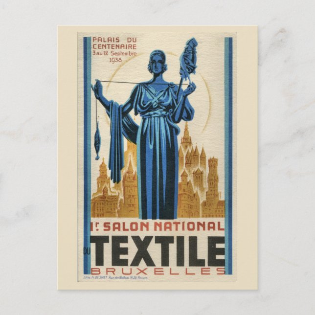 1930s Art Deco Brussels first textile fair Postcard (Front)