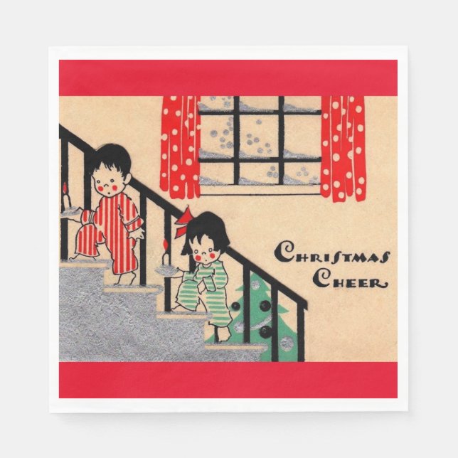 1930s art deco Christmas Cheer Napkin (Front)