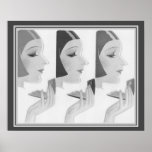 1930's Art Deco Compact Ad 16 x 20 Poster<br><div class="desc">1930's,  Art Deco,  compact advertisement poster in neutral black,  white,  and gray.</div>