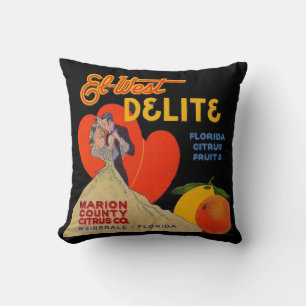 1930s art deco El-West Delite Florida Citrus Fruit Cushion