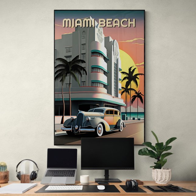 1930s Art Deco Miami Beach Ocean Drive Sunset Poster (Creator Uploaded)