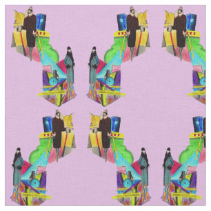 1930s art deco women print fabric