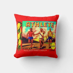 1930s Athlete fruit crate label print Cushion
