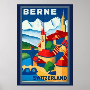 1930's Berne Switzerland Travel Poster Beautiful!