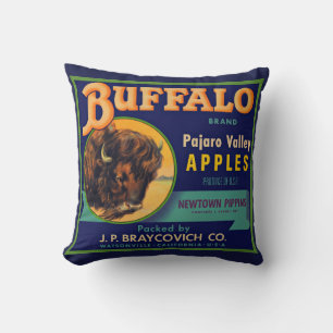 1930s Buffalo Brand Apples crate label print Cushion