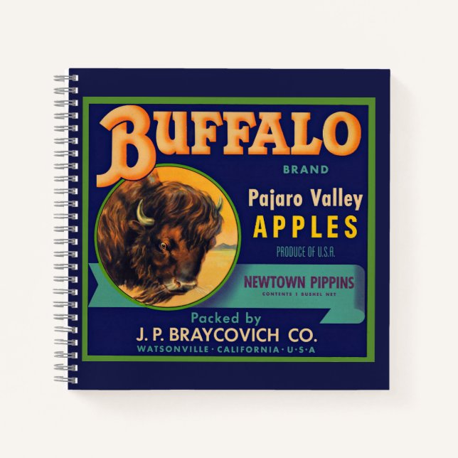 1930s Buffalo Brand Apples crate label print Notebook (Front)