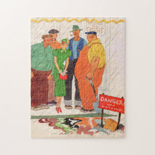 1930s burly men and pretty lady jigsaw puzzle