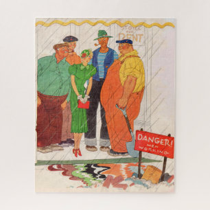 1930s burly men and pretty lady jigsaw puzzle