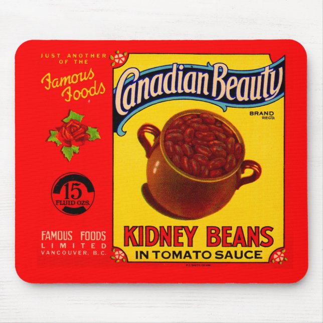 1930s Canadian Beauty kidney beans label Mouse Mat (Front)