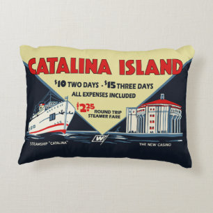 1930s Catalina Island Promotional Art Decorative Cushion