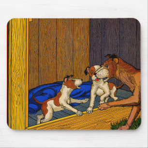 1930s children's book art puppies and Mama Mouse Mat
