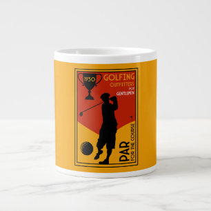 1930's Classic Golf Art Print Large Coffee Mug
