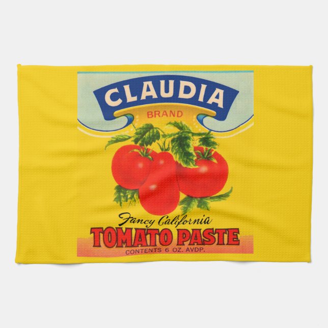 1930s Claudia tomato paste label Tea Towel (Horizontal)