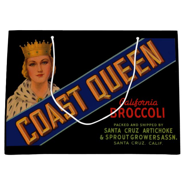  1930s Coast Queen broccoli crate label Large Gift Bag (Front)