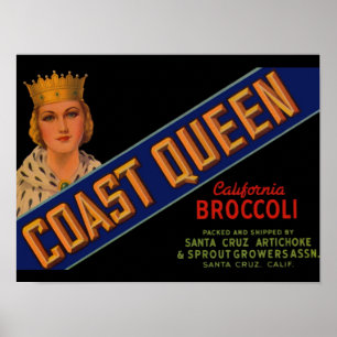 1930s Coast Queen broccoli crate label Poster
