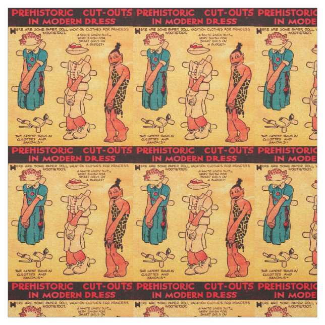 1930s comic strip paper doll Princess Wootietoot Fabric (Swatch)