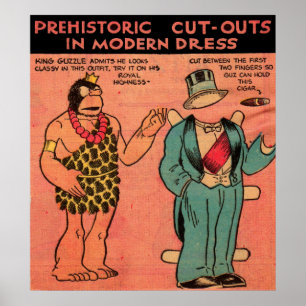 1930s comics cave man paper doll King Guzzle Poster