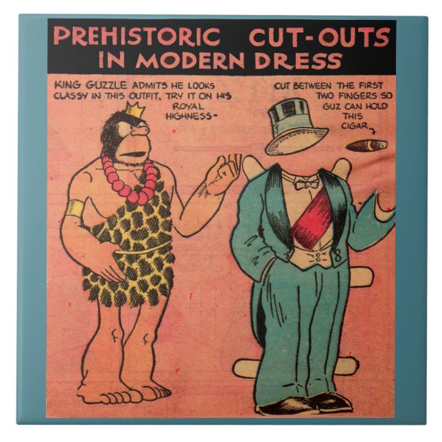 1930s comics cave man paper doll King Guzzle Tile (Front)