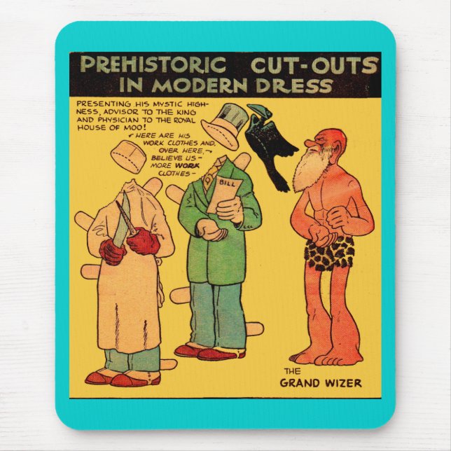 1930s comics paper doll cave man Grand Wizer Mouse Mat (Front)