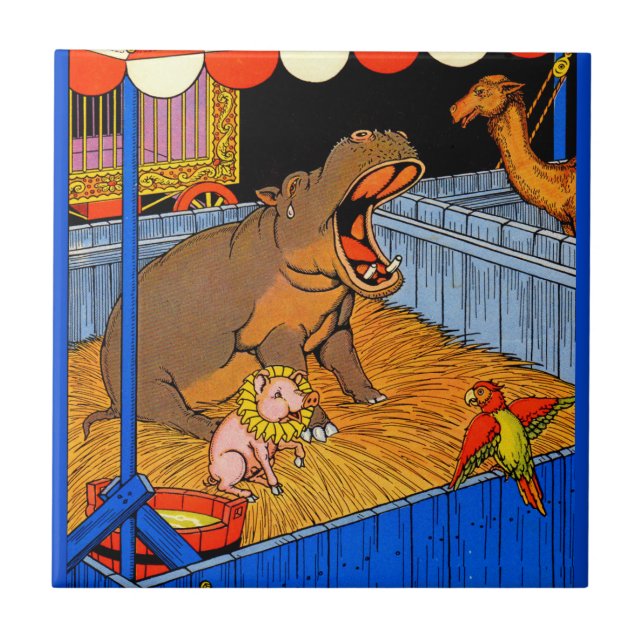 1930s crying hippopotamus and friends tile (Front)