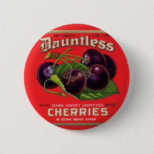 1930s Dauntless Cherries in Heavy Syrup can label 6 Cm Round Badge