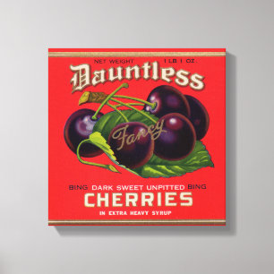 1930s Dauntless Cherries in Heavy Syrup can label Canvas Print