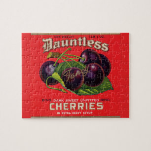 1930s Dauntless Cherries in Heavy Syrup can label Jigsaw Puzzle