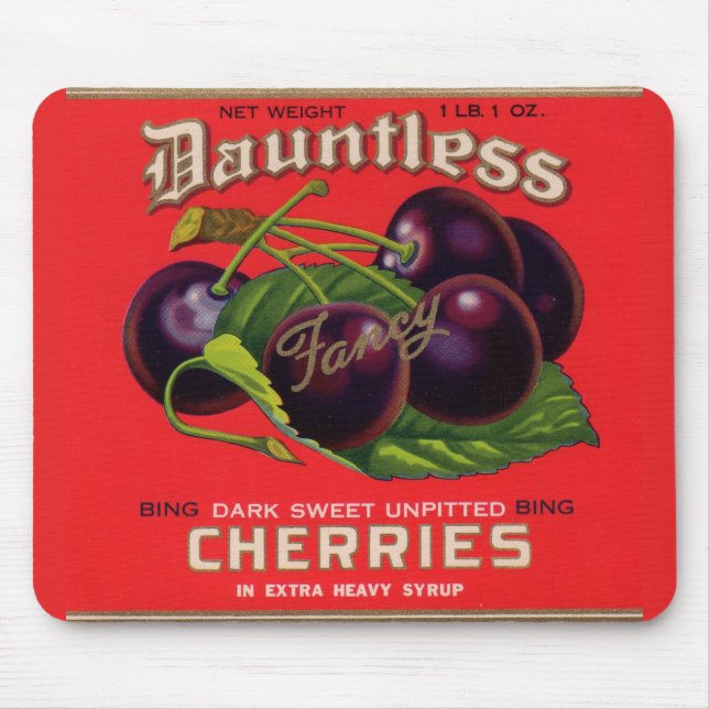1930s Dauntless Cherries in Heavy Syrup can label Mouse Mat (Front)