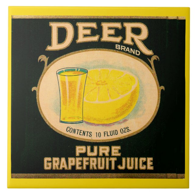 1930s Deer Brand Grapefruit Juice label Tile (Front)