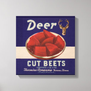 1930s Deer Cut Beets can label Canvas Print