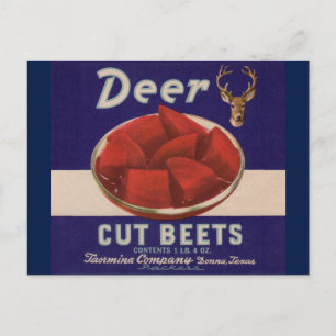 1930s Deer Cut Beets can label Postcard