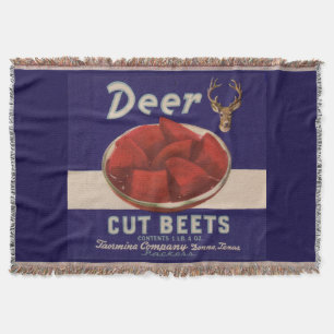 1930s Deer Cut Beets can label Throw Blanket