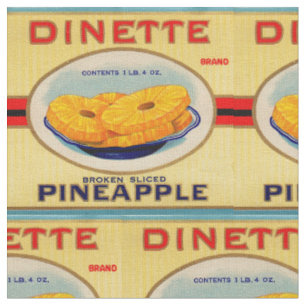 1930s Dinette pineapple label print Fabric