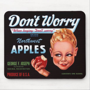 1930s Don’t Worry brand apples fruit crate label Mouse Mat