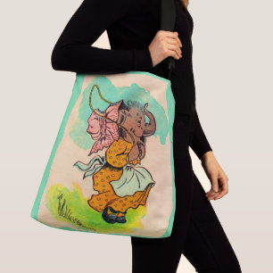 1930s dressed elephant playing jump rope crossbody bag