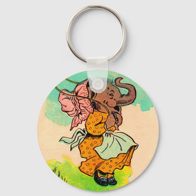 1930s dressed elephant playing jump rope key ring (Front)