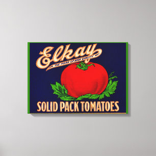 1930s Elkay Solid Pack Tomatoes can label Canvas Print